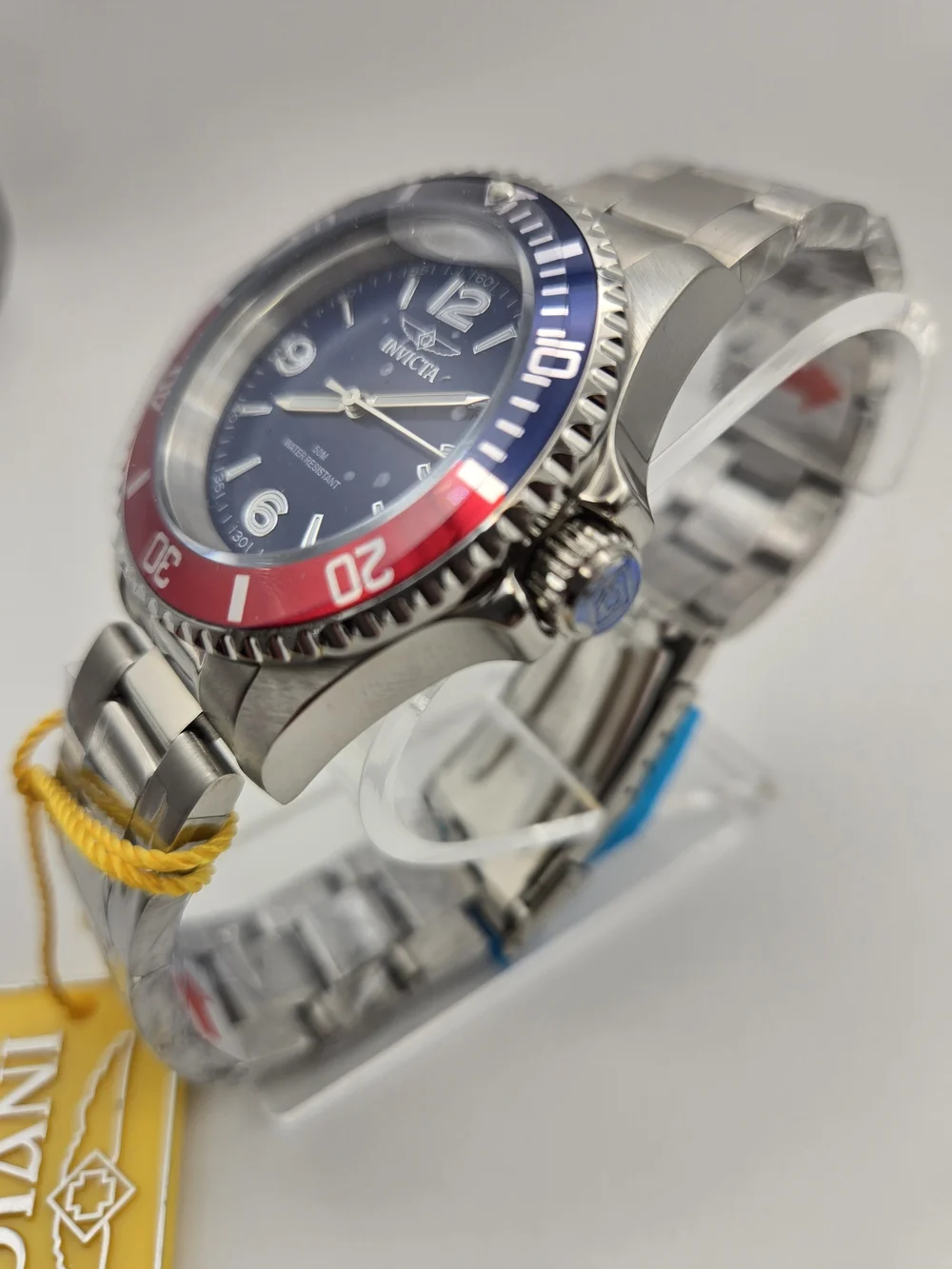 Invicta 69482 Men's Quartz Watch Blue Dial Red Rowan Pepsi Stainless Steel New